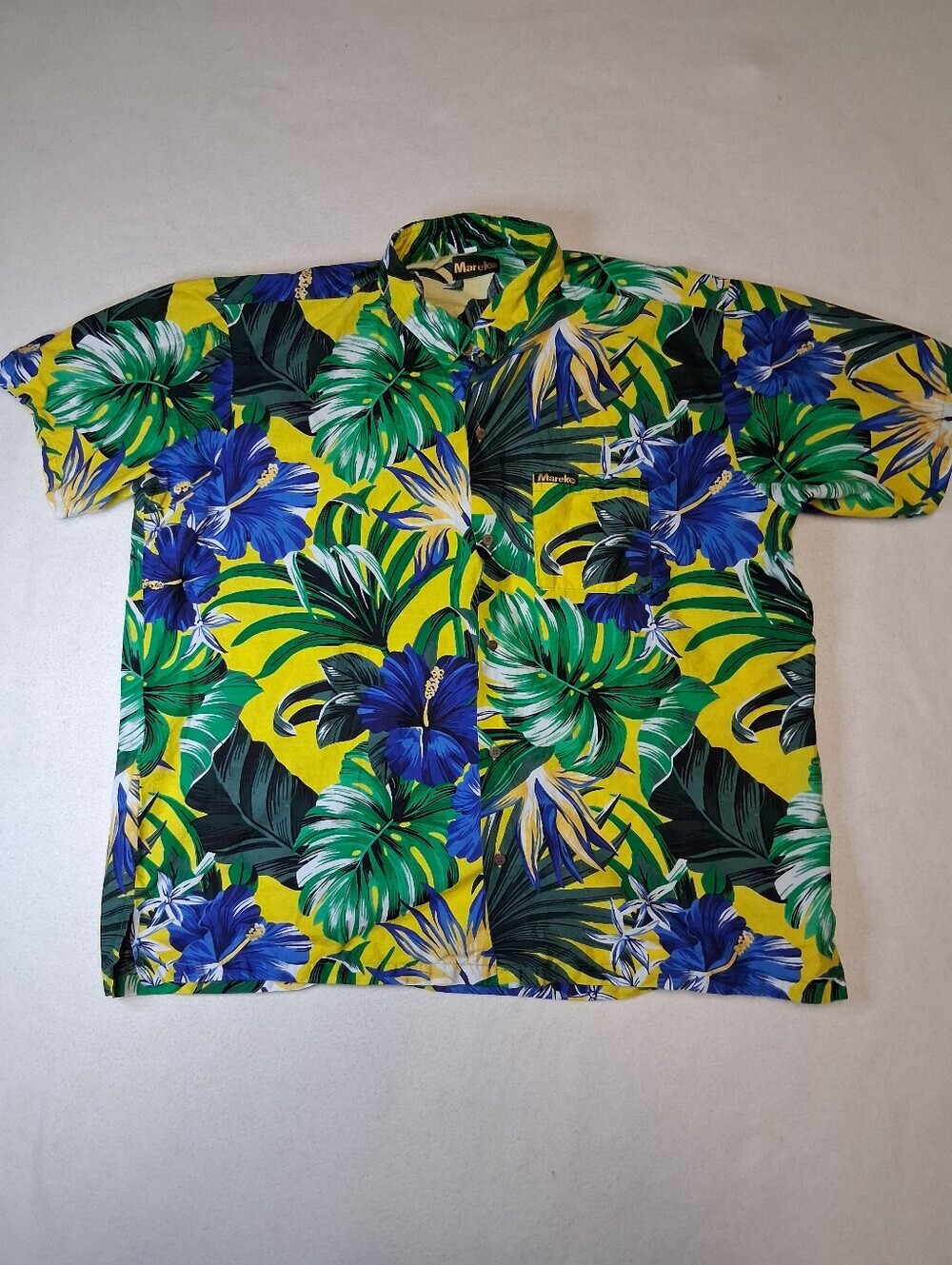 Tropical Floral Short-Sleeve Button-Down Shirt - Yellow - Picture 2 of 5